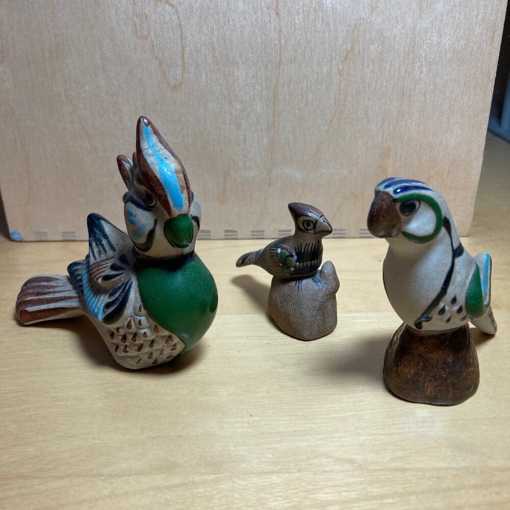 Lot of Tonala Birds Pottery Artist Signed